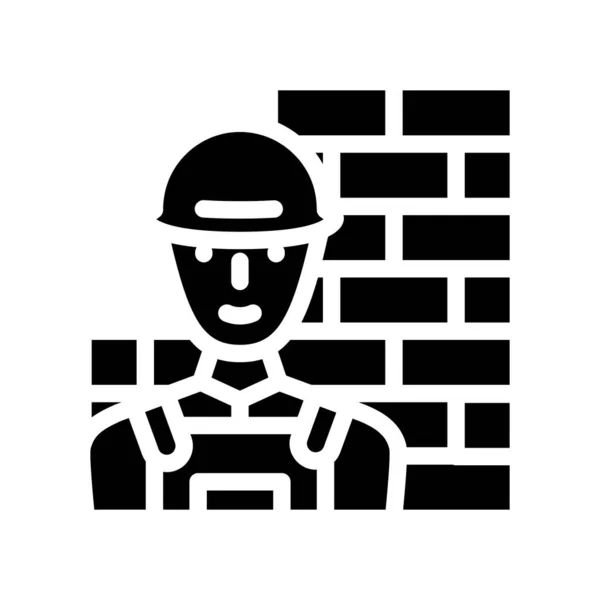 Builder worker glyph icon vector illustration black — 图库矢量图片