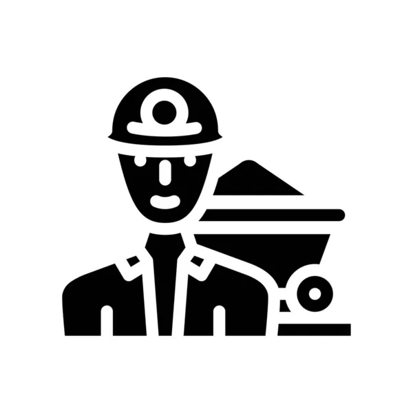 Minero trabajador glifo icono vector ilustración negro — Vector de stock