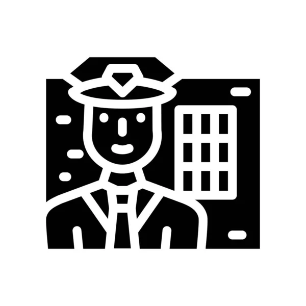 Polis çalışanı glyph ikon vektör illüstrasyonu siyah — Stok Vektör