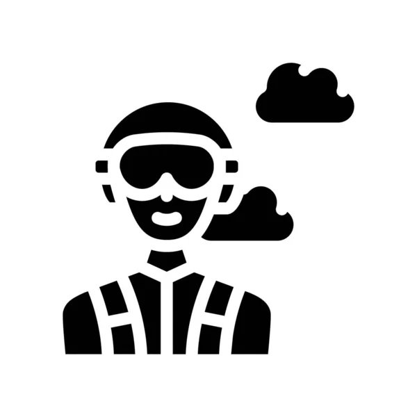 Paratrooper worker glyph icon vector illustration black — Stock Vector