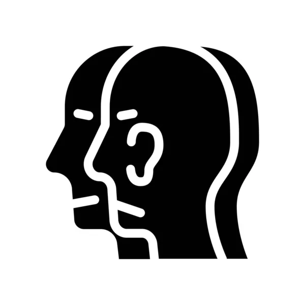Split personlighet glyf ikon vektor illustration svart — Stock vektor