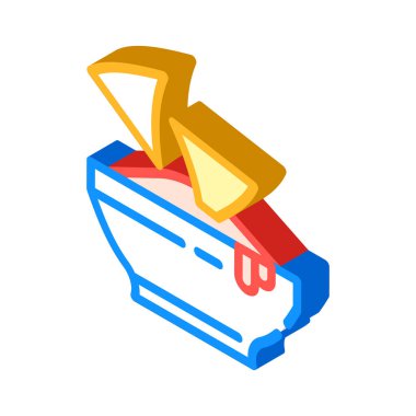 Baharatlı sos glifli nachos vektör çizimi