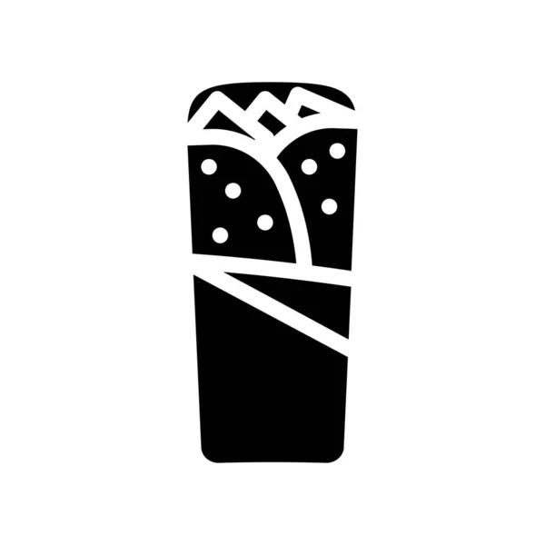 Shawarma, burrito o chimichanga icono de glifo vector ilustración — Vector de stock