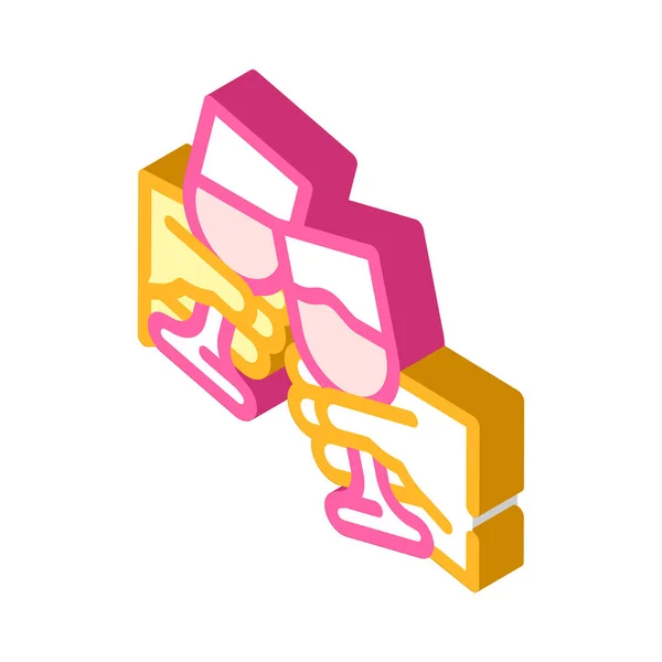 Clink glasses glyph icon vector illustration color — Stock Vector