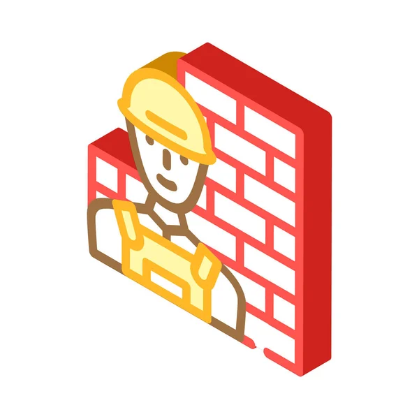 Costruttore lavoratore glyph icona vettore illustrazione colore — Vettoriale Stock