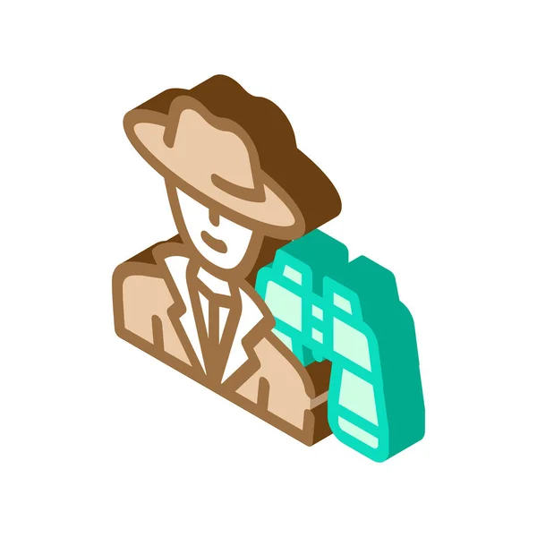 Detective trabajador glifo icono vector ilustración color — Vector de stock