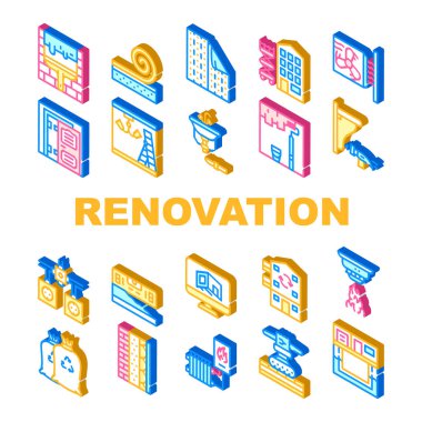 Ev Yenileme Onarım Koleksiyon Simgeleri Vektörü Ayarla