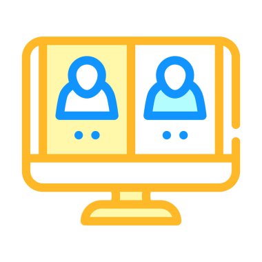 çevrimiçi video konferansı renk vektör illüstrasyonu