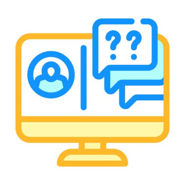 Öğrenci renk ikonu çizimi ile çevrimiçi iletişim öğretmeni