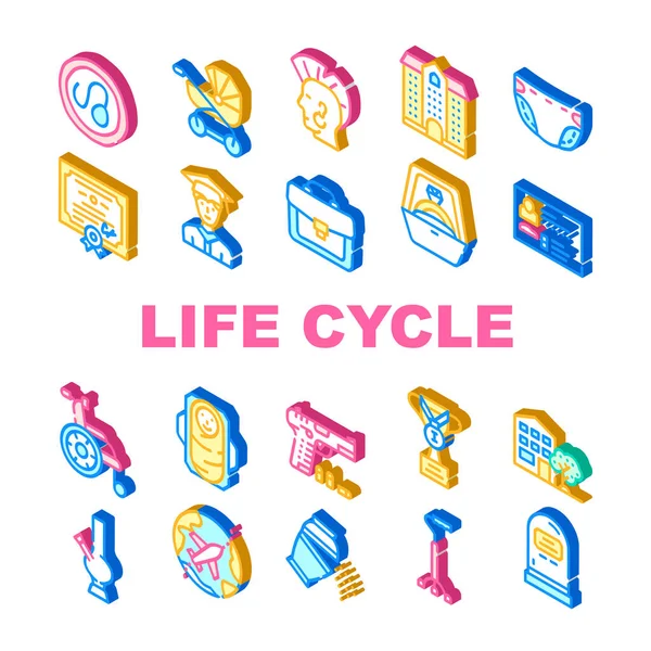 Life Cycle People Collection Icons Set Vector — 图库矢量图片