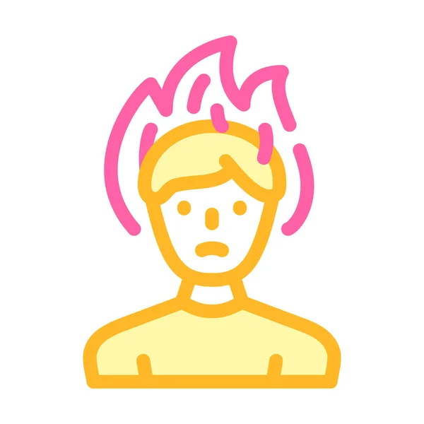 Brennen Kopf Stress Farbe Symbol Vektor Illustration — Stockvektor