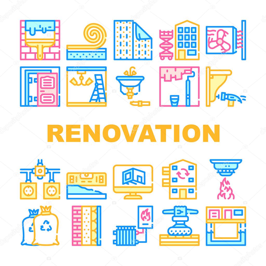 Home Renovation Repair Collection Icons Set Vector