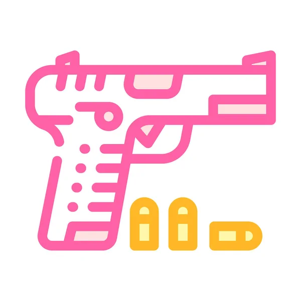 Pistola con cartuchos color icono vector ilustración — Vector de stock