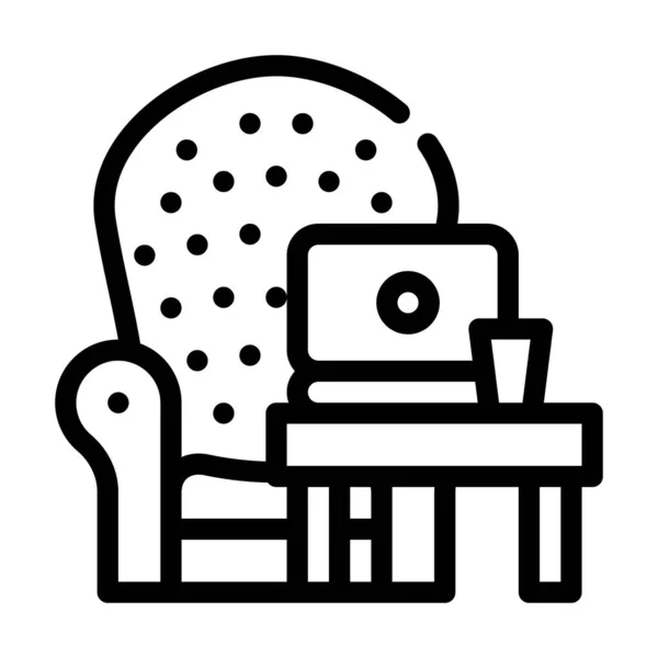 Trabajo en casa sillón línea icono vector ilustración — Vector de stock