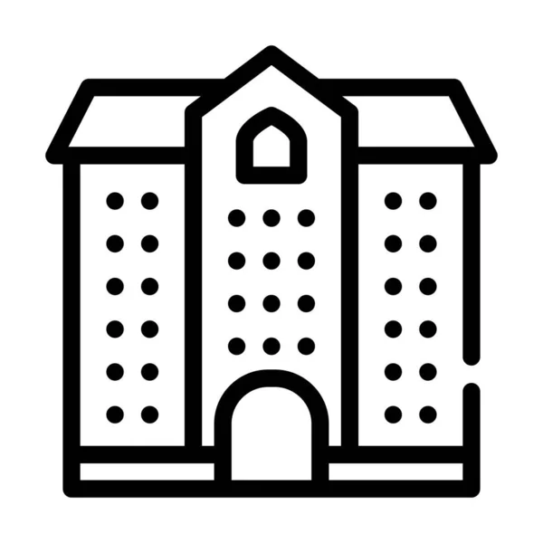 Universiteit gebouw lijn pictogram vector illustratie zwart — Stockvector