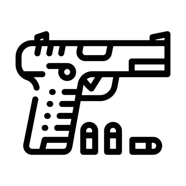 Pistool met cartridges lijn pictogram vector illustratie — Stockvector