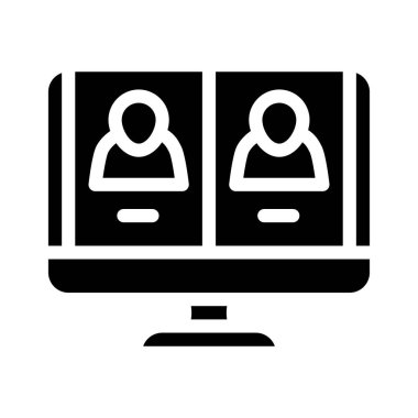 çevrimiçi video konferansı sembolü vektör illüstrasyonu