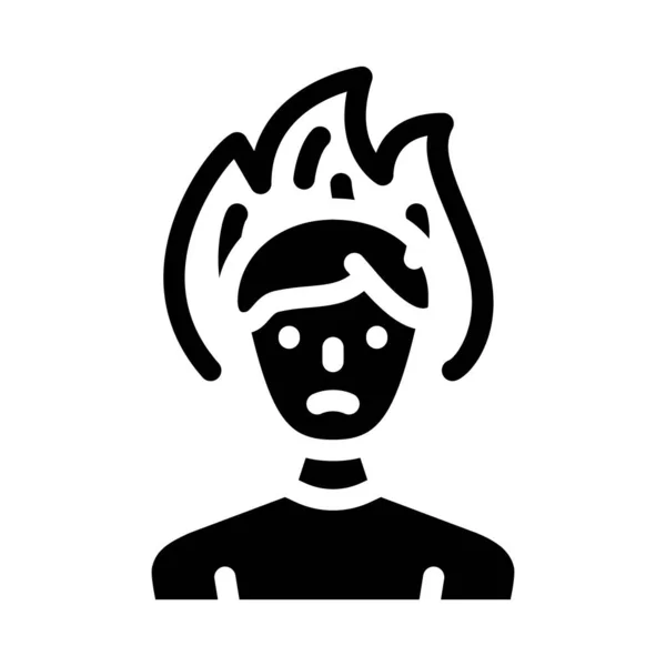 Burning head stress glyph icon vector illustration — Stock Vector