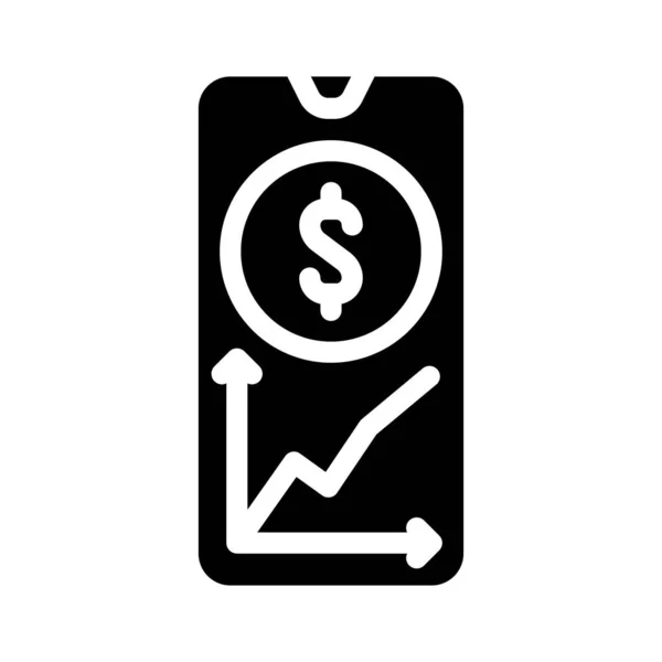 Monitorowanie rynku finansowego aplikacja mobilna glif ikona wektor ilustracja — Wektor stockowy