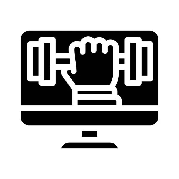 Illustrazione vettoriale icona glifo educazione fisica online — Vettoriale Stock