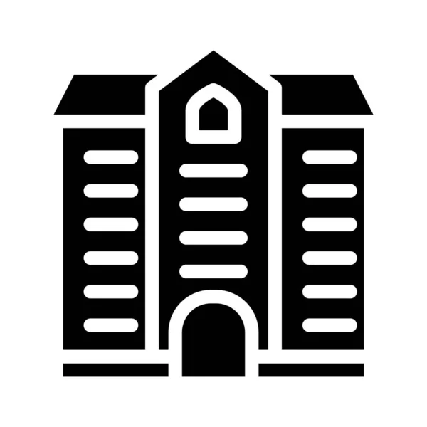 Universitätsgebäude Glyphensymbol Vektor Abbildung schwarz — Stockvektor