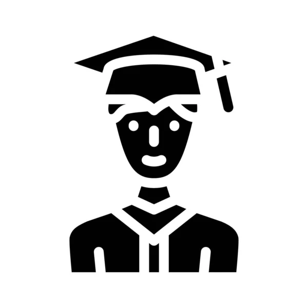 Student afgestudeerd glyph pictogram vector illustratie zwart — Stockvector