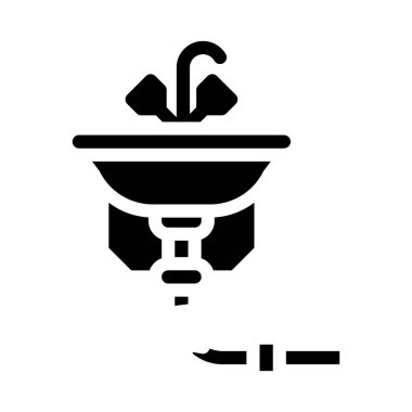 boru onarım simgesi vektör çizimi siyah