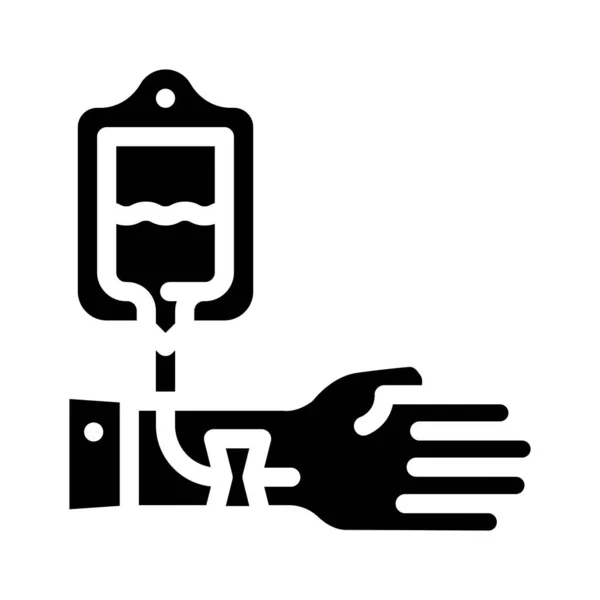 Patient hand with dropper glyph icon vector illustration — 图库矢量图片