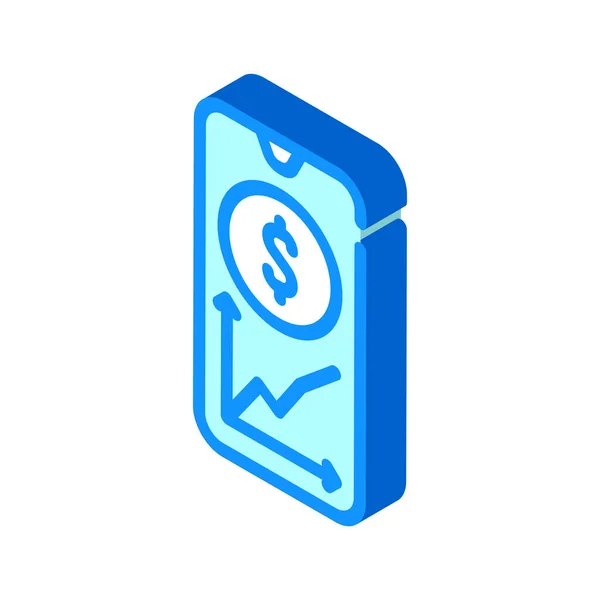 Mercado financeiro monitoramento aplicativo móvel ilustração ícone vetor isométrico — Vetor de Stock