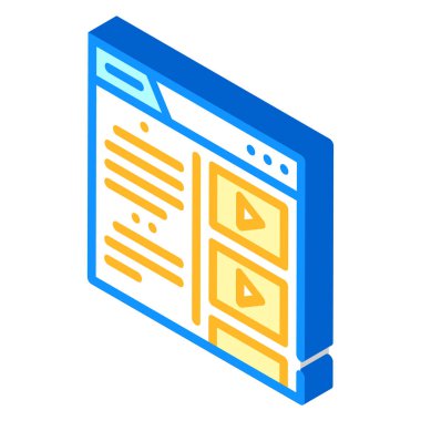 çevrimiçi video kursları izometrik ikon vektör çizimi
