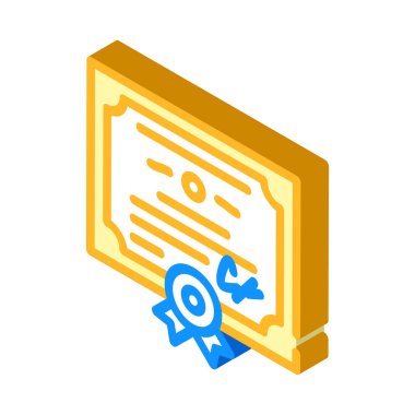 Üniversite diploması izometrik ikon vektör illüstrasyon rengi