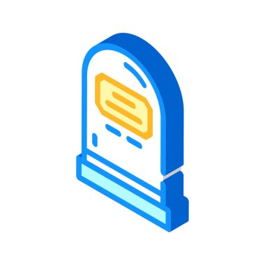 Mezar taşı izometrik ikon vektör resimleme rengini yırt