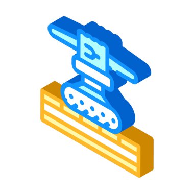 ahşap zemin cilalama izometrik ikon vektör çizimi