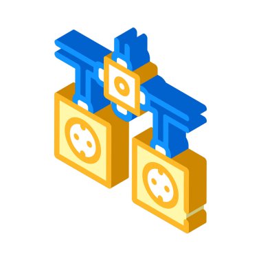 elektrik soketi izometrik ikon vektör illüstrasyonunun kurulumu