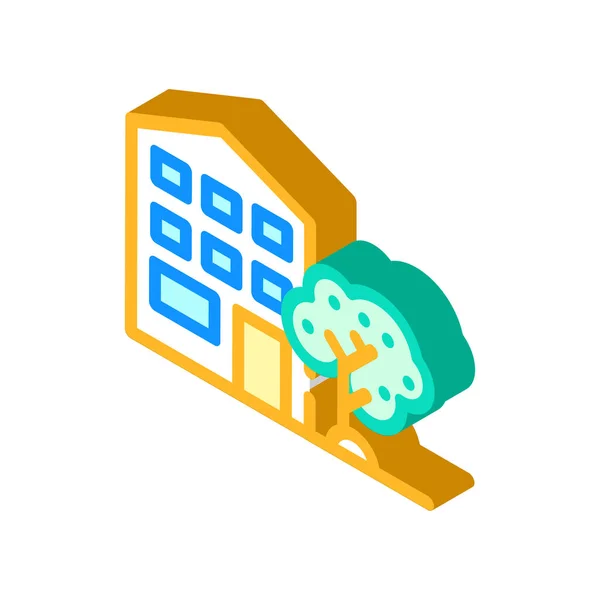 House building isometric icon vector illustration color — 图库矢量图片