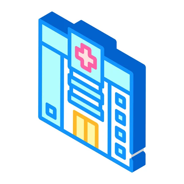 Bâtiment de l'hôpital icône isométrique vecteur illustration couleur — Image vectorielle