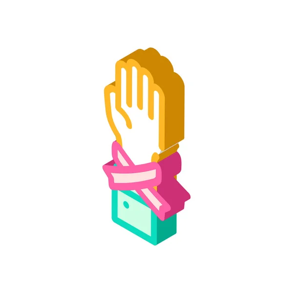 Hand with ribbon symbol aids hiv isometric icon vector illustration — 图库矢量图片