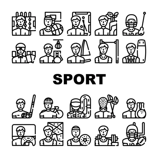 Deportes masculinos Actividades Colección Iconos Set Vector — Vector de stock