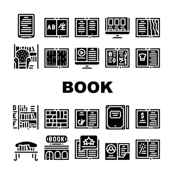 Book Library Shop Collection Icons Set Vector — Stock Vector