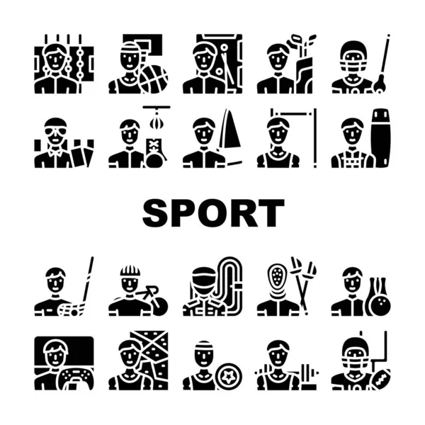 Deportes masculinos Actividades Colección Iconos Set Vector — Archivo Imágenes Vectoriales