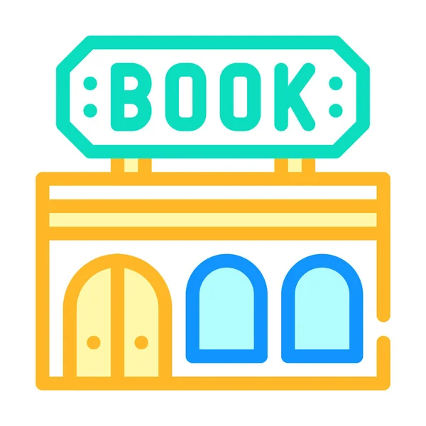 Boek winkel bouwen kleur pictogram vector illustratie — Stockvector