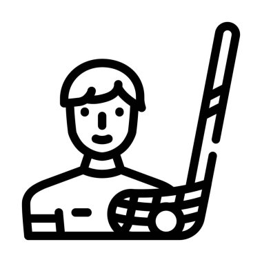 florbol sporu oyun çizgisi vektör çizimi