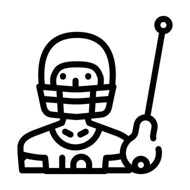 lakros spor çizgisi simgesi vektör illüstrasyonu siyah