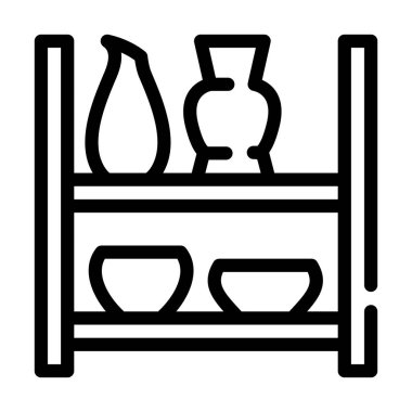 raf satırı ikon vektör illüstrasyonundaki tencereler