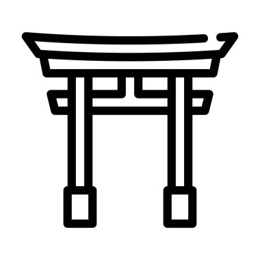 Torii kapısı çizgi simgesi vektör illüstrasyonu siyah