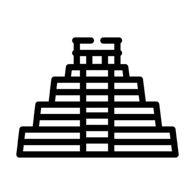 Maya tapınağı çizgi simgesi vektör illüstrasyonu siyah