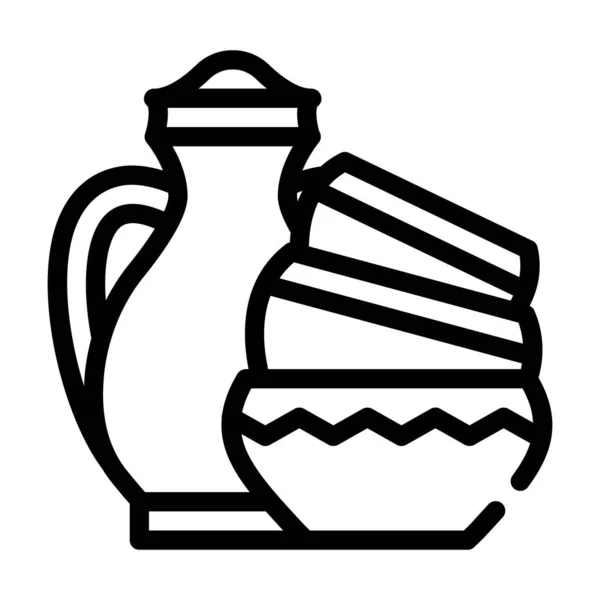 Gotowych wyrobów ceramicznych linii ikony wektor ilustracji — Wektor stockowy