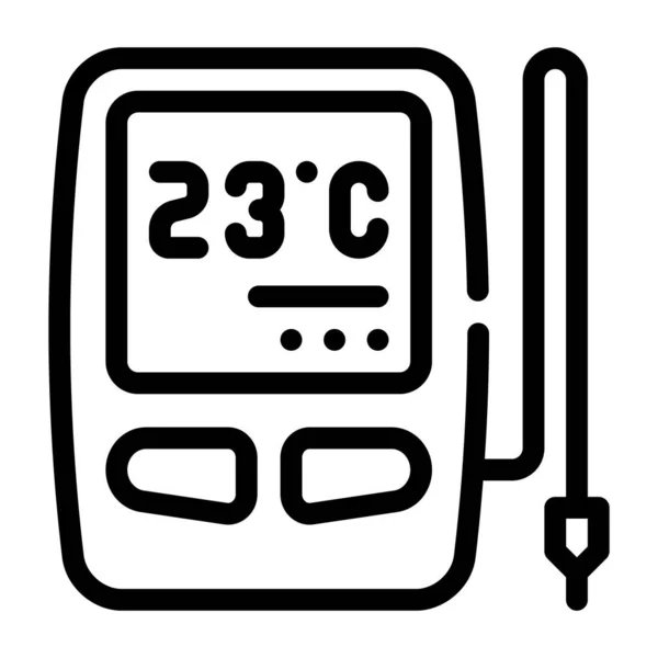 센서 라인 아이콘 벡터 삽화가 있는 디지털 온도계 — 스톡 벡터