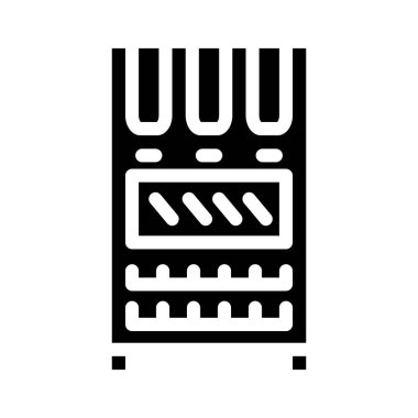 Tabletlerin depolanması ve şarj edilmesi için kabine uyuşturucu, ticari ekipman sembolü vektör illüstrasyonu