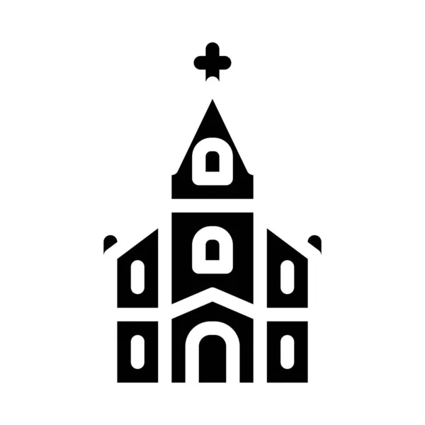 Catholic temple glyph icon vector illustration black - Stok Vektor